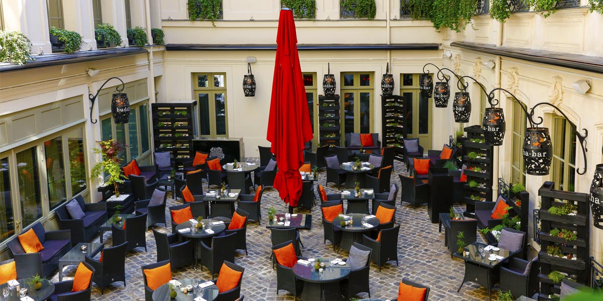 The Paved Courtyard at Buddha Bar Hotel Paris