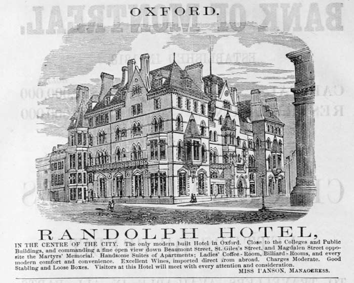 An advertisement of The Randolph Hotel in 1885, Prestigious Venues