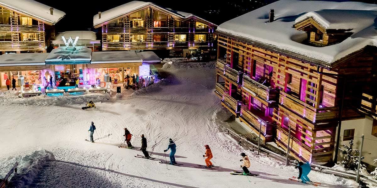 Exterior, Winter Night Shot, W Verbier, Prestigious Venues Exterior, Winter Night Shot, W Verbier, Prestigious Venues